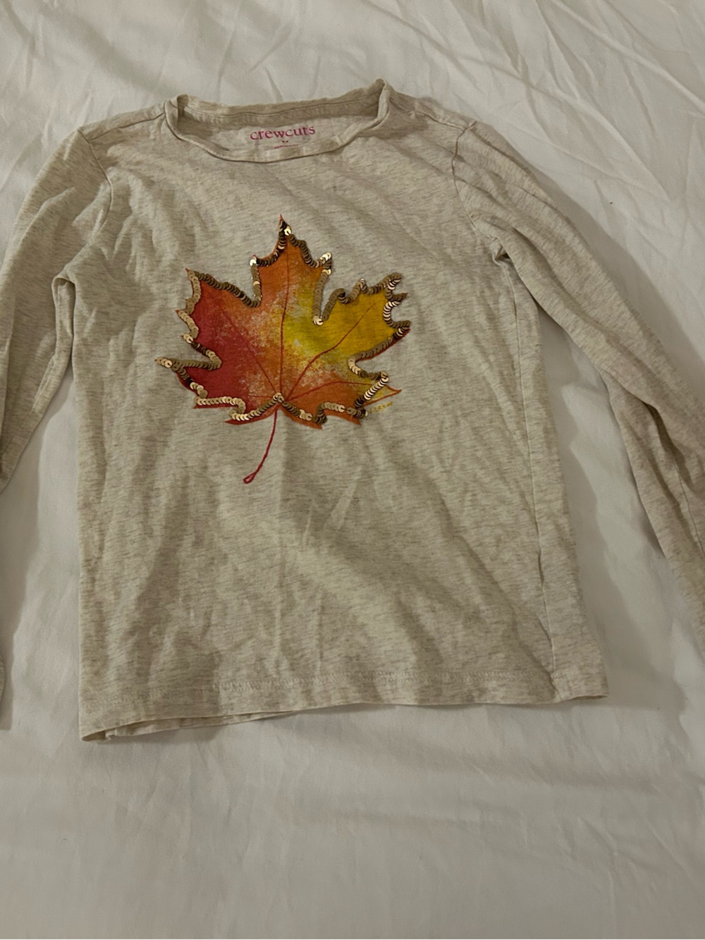 Crewcuts Cream Long-Sleeve Tee with Autumn Leaf Graphic